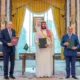 Turkish President Tayyip Erdogan, Saudi Crown Prince Mohammed bin Salman, and Pakistan's Prime Minister Shehbaz Sharif pose after signing a joint defence agreement in Mecca, Saudi Arabia, August 7, 2026.